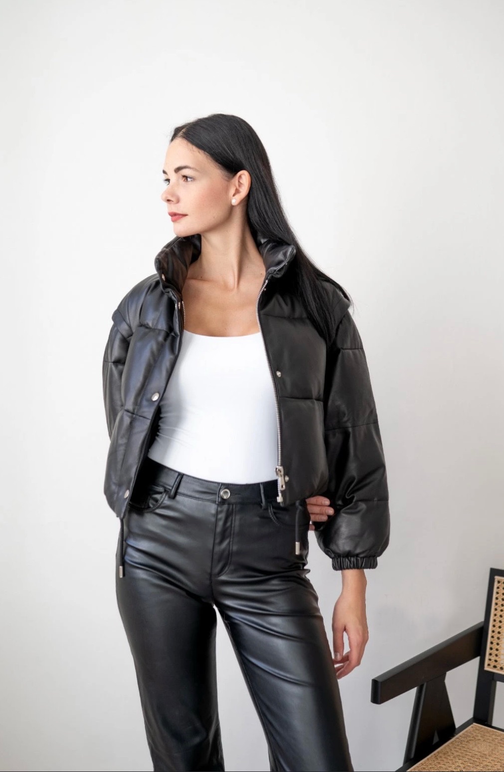 67f37aa5-8c02-44ce-a07a-314ac04b69aa Дамско зимно кожено яке / грейка 2 в 1 - Image 1