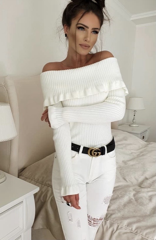 screenshot-20 Дамска мека блуза с голи рамене в екрю - Image 1