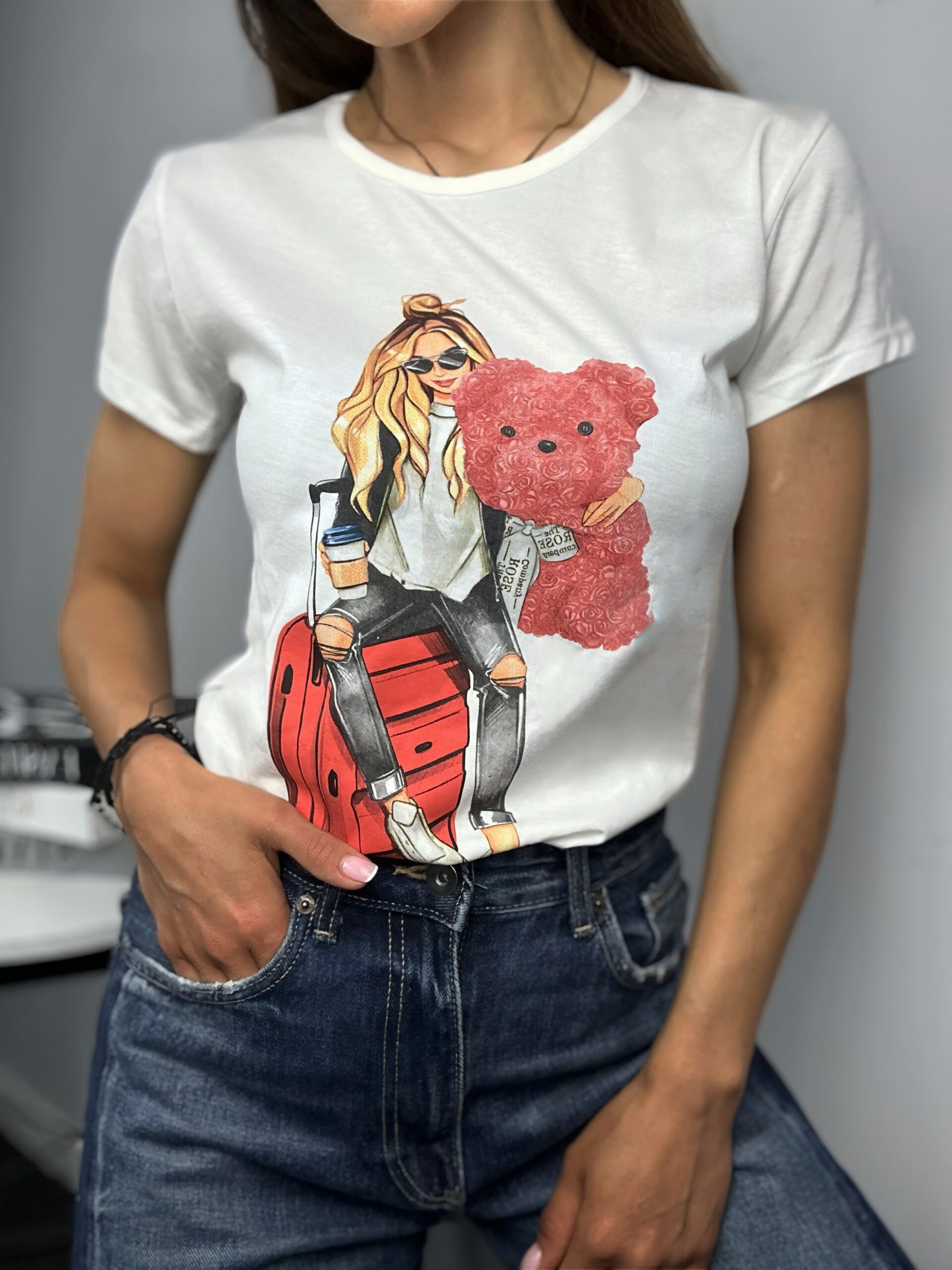 3085728b-4fbc-456f-b225-afd10fe26327-4 TRAVEL GIRL – дамска бяла тениска с дизайнерски принт - Image 1