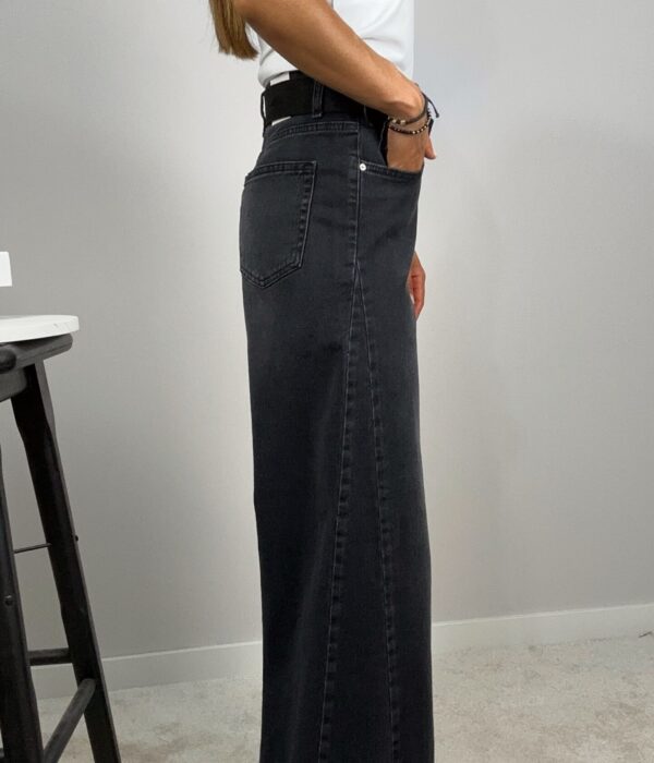 Дамски Wide Leg черни дънки с висока талия MADISON